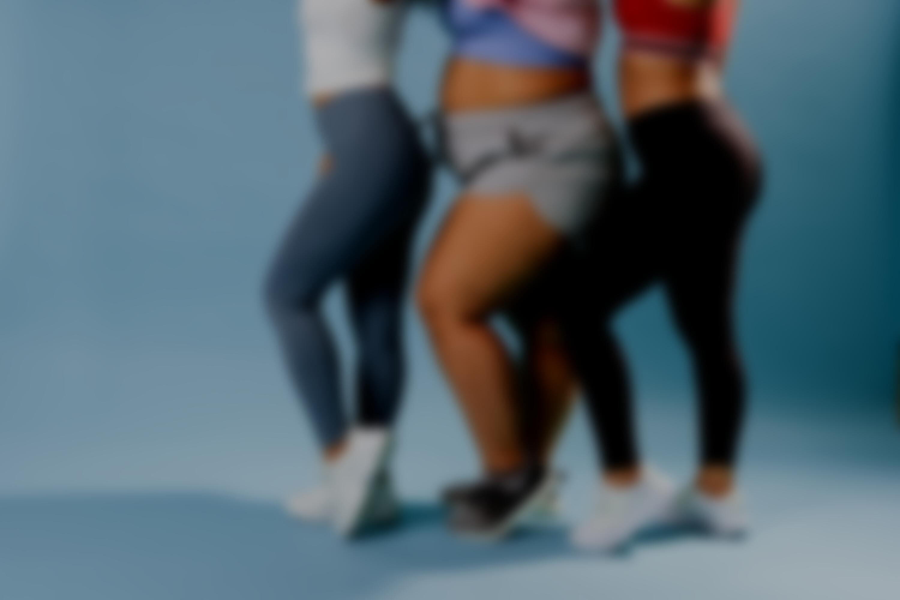 Women in Activewear  on Blue Background